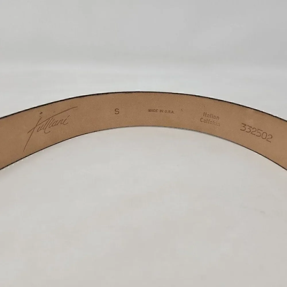 TULLIANI MENS BROWN ITALIAN CALFSKIN CROC EMBOSSED LEATHER BELT SIZE SMALL 32